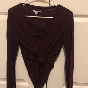 american eagle maroon button shirt